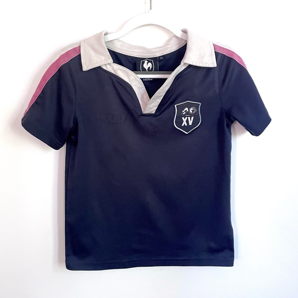 France Rugby Les Bleus Kids Home Jersey XV de France FFR, Navy & White Collar